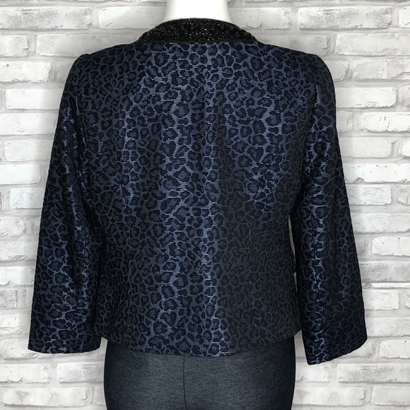 Chico’s blue animal print open jacket, size 0 - Picture 5 of 8
